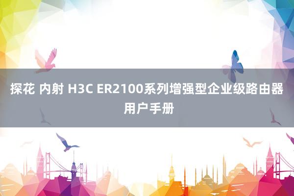 探花 内射 H3C ER2100系列增强型企业级路由器 用户手册